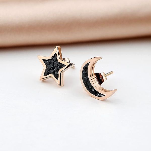 trend stainless steel star moon stud earrings for women personality crystal female with charm jewelry gif, Golden;silver
trend stainless steel star moon stud earrings for women personality crystal female with charm jewelry gif, Golden;silver