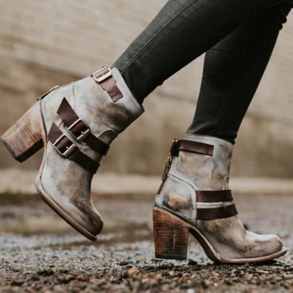 boots vogue women high-heeled pointed shoe multi-layer buckle back zipper solid color retro nice vintage belt buckles, Black
boots vogue women high-heeled pointed shoe multi-layer buckle back zipper solid color retro nice vintage belt buckles, Black