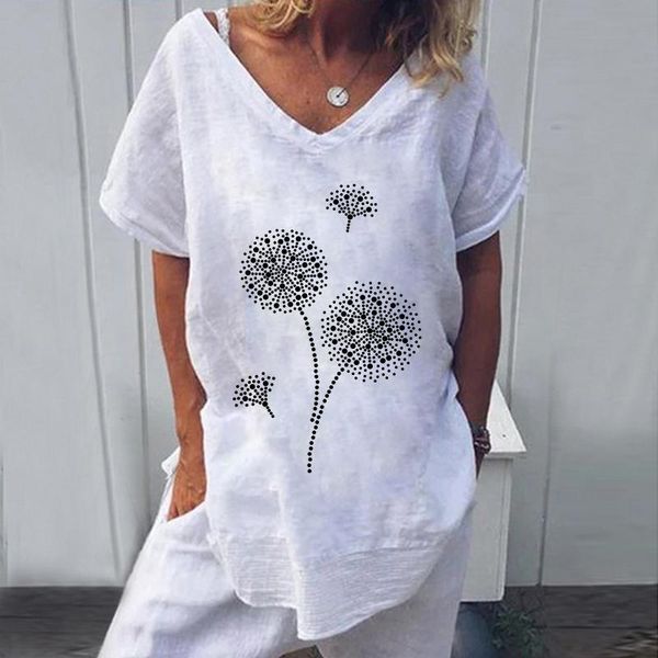 women's t-shirt fashion shirts print short sleeve loose v neck 2021 summer cotton mujer for women r6, White
women's t-shirt fashion shirts print short sleeve loose v neck 2021 summer cotton mujer for women r6, White