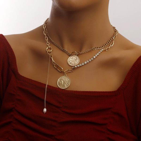 pendant necklaces coins necklace for women rhinestone clavicle chain layered female 2021 fashion jewelry simple gold color, Silver
pendant necklaces coins necklace for women rhinestone clavicle chain layered female 2021 fashion jewelry simple gold color, Silver
