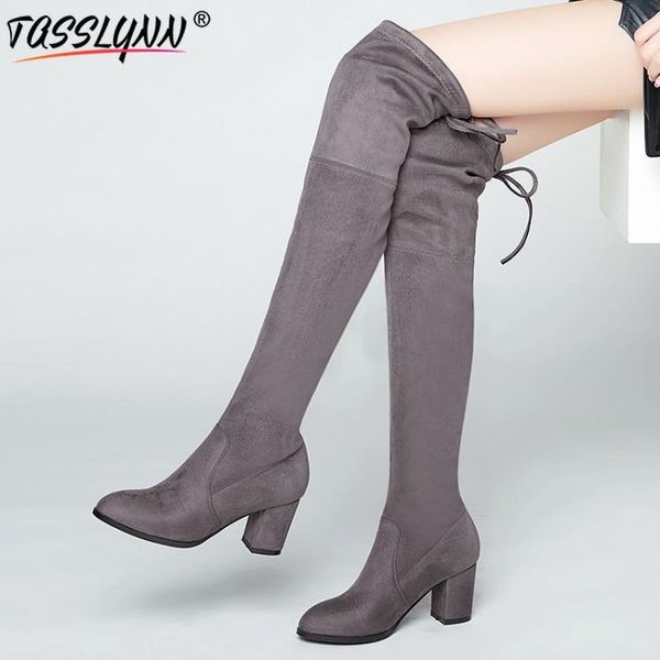 boots tasslynn 2021 lace up winter shoes women flock over the knee square high heels round toe 43, Black
boots tasslynn 2021 lace up winter shoes women flock over the knee square high heels round toe 43, Black
