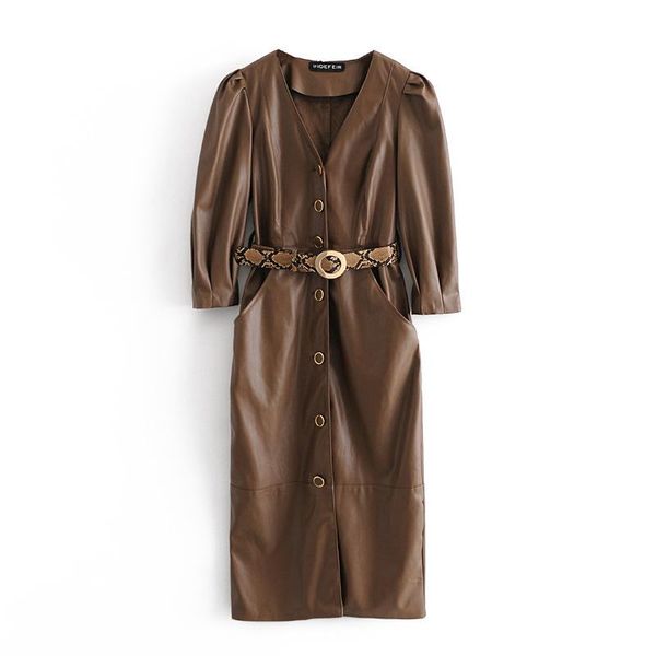 casual dresses neehoya women 2021 chic fashion with belt faux leather pleated midi dress vintage puff sleeve pockets female vestidos, Black;gray
casual dresses neehoya women 2021 chic fashion with belt faux leather pleated midi dress vintage puff sleeve pockets female vestidos, Black;gray
