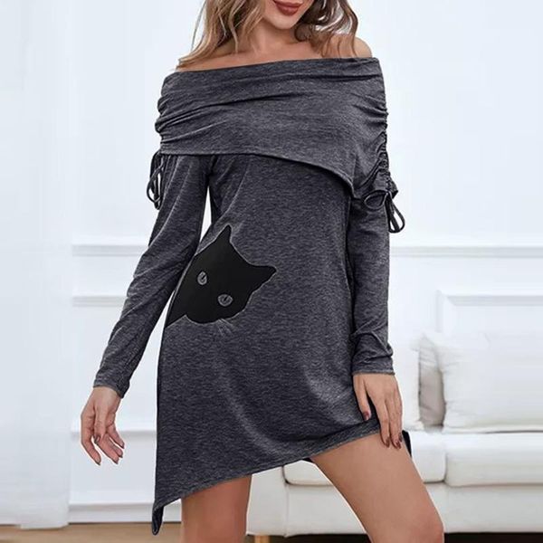 casual dresses women christmas 2021 fashion scarf collar sweatshirs boho cat print round neckline shift dress irregular hem, Black;gray
casual dresses women christmas 2021 fashion scarf collar sweatshirs boho cat print round neckline shift dress irregular hem, Black;gray