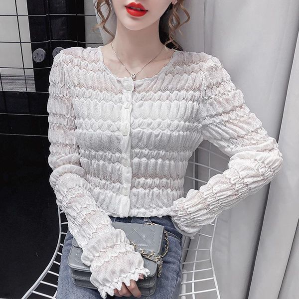 women's blouses & shirts 2021 spring style gentle lace long sleeve cardigan french slim bottom shirt solid color small, White
women's blouses & shirts 2021 spring style gentle lace long sleeve cardigan french slim bottom shirt solid color small, White