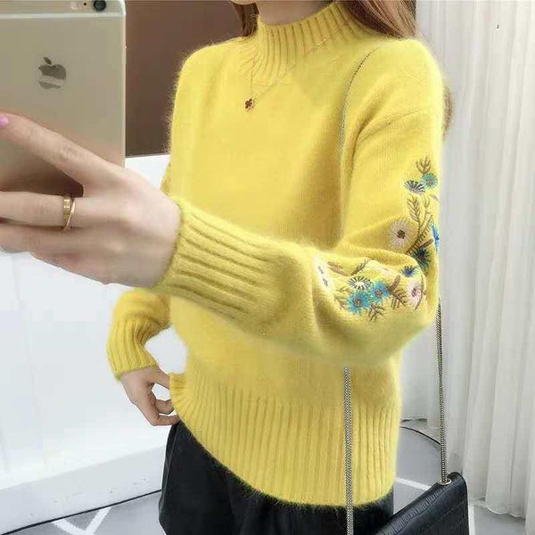 women's sweaters 2021 winter thickened student half-collar sweater european and american short bottoming pullover, White;black
women's sweaters 2021 winter thickened student half-collar sweater european and american short bottoming pullover, White;black