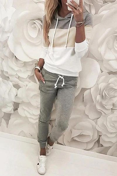 women's tracksuits 2021 women tracksuit long sleeve hoodies separate running set casual pants solid color sweatshirt lace up sportwear, Gray
women's tracksuits 2021 women tracksuit long sleeve hoodies separate running set casual pants solid color sweatshirt lace up sportwear, Gray