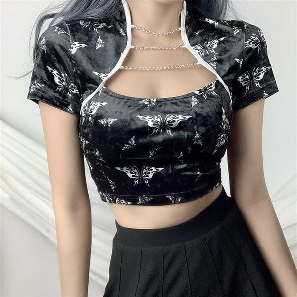 chinese style butterfly women blouses girls fashion streetwear expose navel short sleeve blouse cheongsam, White
chinese style butterfly women blouses girls fashion streetwear expose navel short sleeve blouse cheongsam, White
