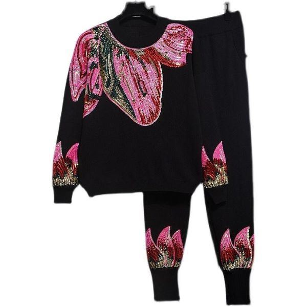 women's tracksuits 2021 knitwear 2 piece suits autumn women fashion sequins warm sweater+loose trousers casual knitted sets large size, Gray
women's tracksuits 2021 knitwear 2 piece suits autumn women fashion sequins warm sweater+loose trousers casual knitted sets large size, Gray