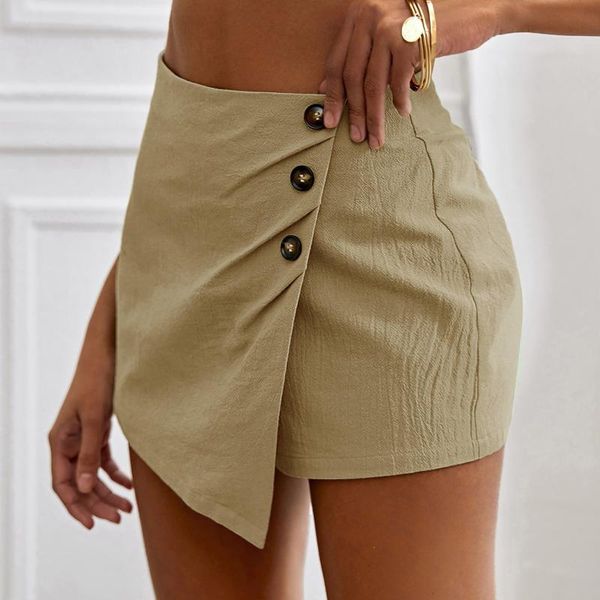 women's shorts 2021 summer fashion linen buttons pure color female casual loose culottes zipper irregular mujer, White;black
women's shorts 2021 summer fashion linen buttons pure color female casual loose culottes zipper irregular mujer, White;black