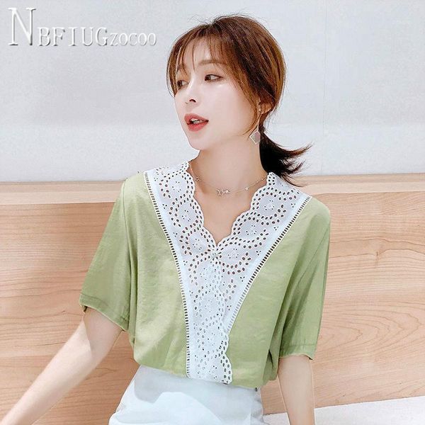 summer korean fashion lace women blouse avocado green female chiffon blouses women's & shirts, White
summer korean fashion lace women blouse avocado green female chiffon blouses women's & shirts, White