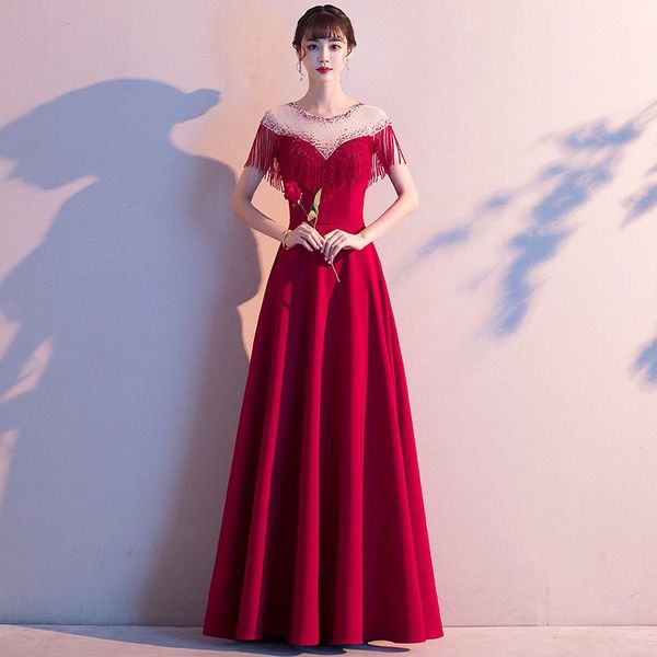 women burgundy wedding dresses a-line casual beading tassel party dress evening prom gown ethnic clothing, Red
women burgundy wedding dresses a-line casual beading tassel party dress evening prom gown ethnic clothing, Red