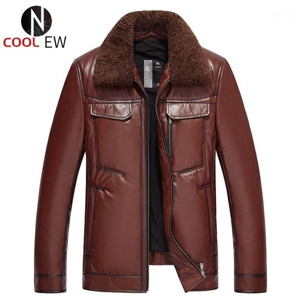 men's leather & faux thick winter genuine mens down coats wool turn collar fashion male casual slim jackets plus size, Black
men's leather & faux thick winter genuine mens down coats wool turn collar fashion male casual slim jackets plus size, Black