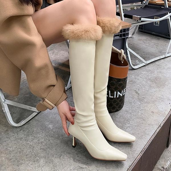 boots 's hair elastic long lady 2021 autumn winter thin heel pointed toe fashion women's shoes black beige
boots 's hair elastic long lady 2021 autumn winter thin heel pointed toe fashion women's shoes black beige