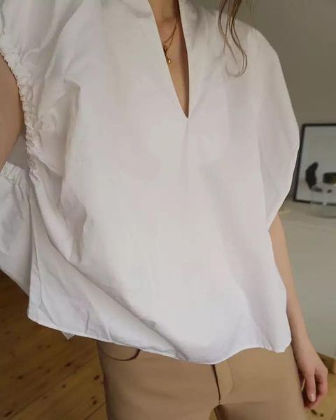 women ol pleated blouse elastic cuff casual office wear loose shirt female stand collar blouses and shirts 2021 women's &, White
women ol pleated blouse elastic cuff casual office wear loose shirt female stand collar blouses and shirts 2021 women's &, White