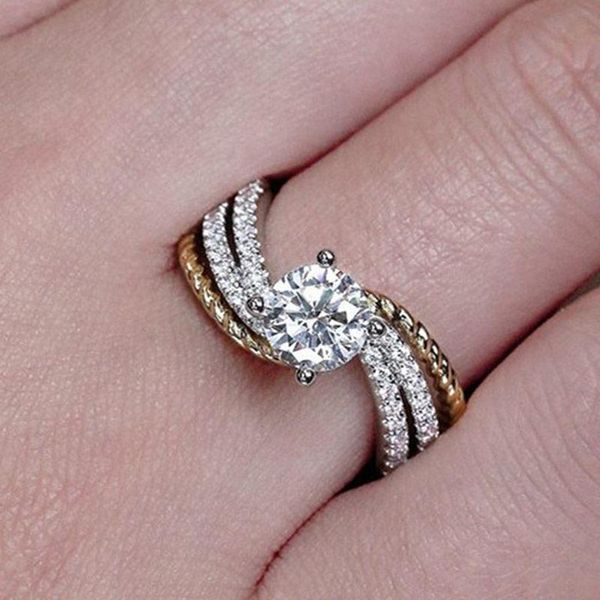 wedding rings huitan ring two-tone design cz channel setting fashion twist year gift engagement suitable for couples, Slivery;golden
wedding rings huitan ring two-tone design cz channel setting fashion twist year gift engagement suitable for couples, Slivery;golden