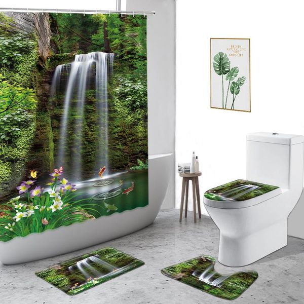 shower curtains waterfall landscape green plants forest flowers butterfly fabric printing bathroom curtain set non-slip carpet
shower curtains waterfall landscape green plants forest flowers butterfly fabric printing bathroom curtain set non-slip carpet