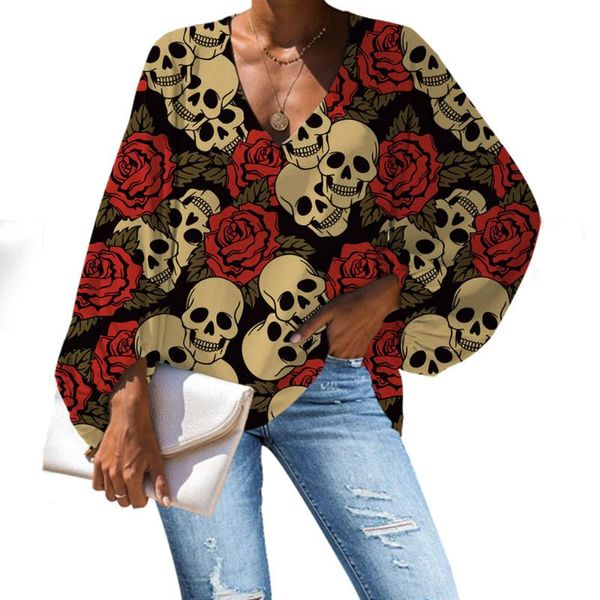 women's blouses & shirts mozoeyu blouse chiffon 3d skull with rose pattern women fashion ladies long sleeve brand clothes for teenager, White
women's blouses & shirts mozoeyu blouse chiffon 3d skull with rose pattern women fashion ladies long sleeve brand clothes for teenager, White