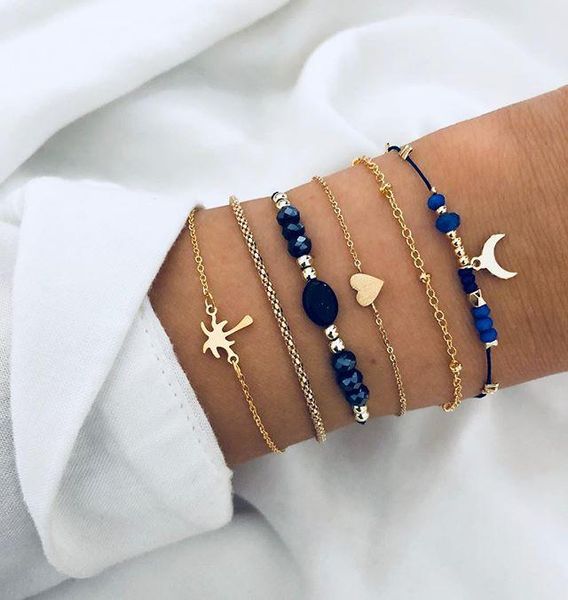 bohemian heart moon beads multilayer gold color bracelet set charm women fashion party jewelry gift bangle, Black
bohemian heart moon beads multilayer gold color bracelet set charm women fashion party jewelry gift bangle, Black