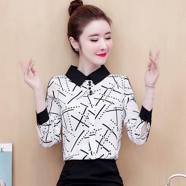 women's blouses & shirts ladies fashion chiffon shirt spring and autumn 2021 bottoming temperament western leisure, White
women's blouses & shirts ladies fashion chiffon shirt spring and autumn 2021 bottoming temperament western leisure, White