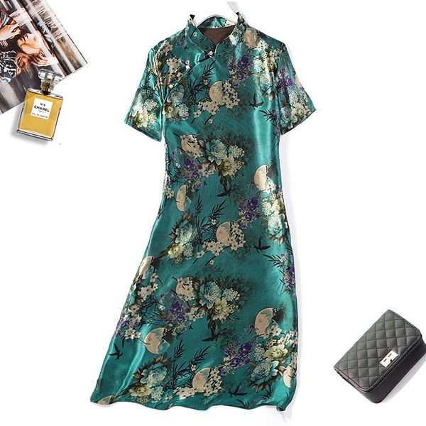 dress women's 100% pure silk 19mm satin chinese cheongsam short sleeve long dress floral print l xl mm010, Black;gray
dress women's 100% pure silk 19mm satin chinese cheongsam short sleeve long dress floral print l xl mm010, Black;gray