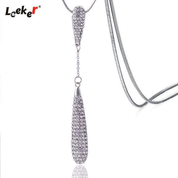 pendant necklaces leeker charm crystal long drop necklace snake chain women statement jewelry 039 lk2, Silver
pendant necklaces leeker charm crystal long drop necklace snake chain women statement jewelry 039 lk2, Silver