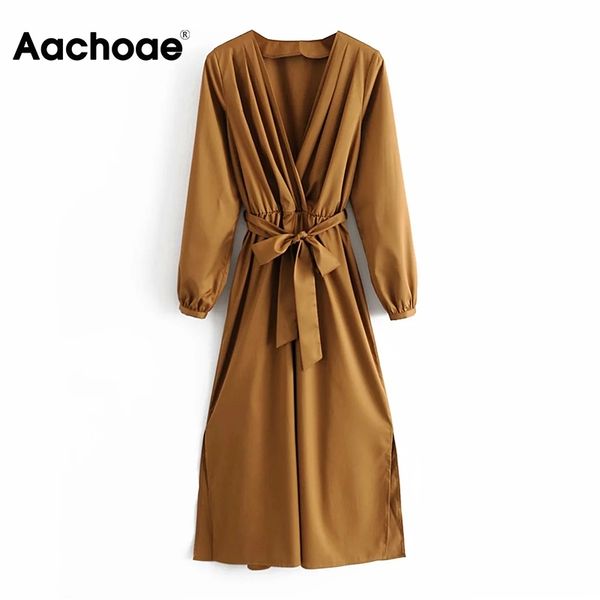 aachoae solid color women v neck elegant midi dress side split long sleeve party dresses female a-line sashes dress 210413, Black;gray
aachoae solid color women v neck elegant midi dress side split long sleeve party dresses female a-line sashes dress 210413, Black;gray