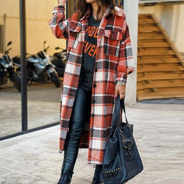 women's wool & blends women plaid long coats autumn winter female lapel single breasted slim cardigan coat turndown collar ladies windp, Black
women's wool & blends women plaid long coats autumn winter female lapel single breasted slim cardigan coat turndown collar ladies windp, Black