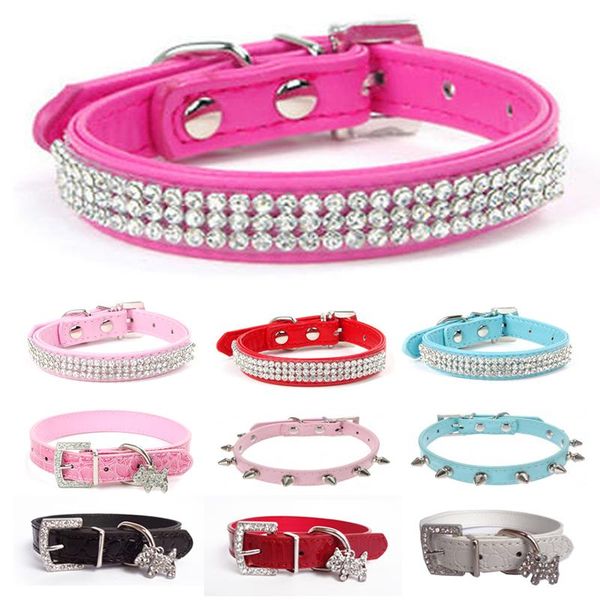 dog collars & leashes bling crystal rhinestones collar pet for small dogs animal neck strap spike rivet adjustable pu leather
dog collars & leashes bling crystal rhinestones collar pet for small dogs animal neck strap spike rivet adjustable pu leather