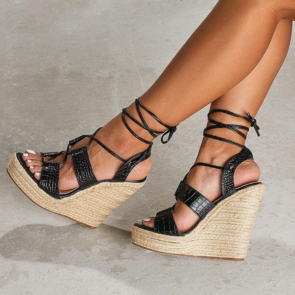 35-42 yards roman platform sandals women's 2021 summer cross strap thick straw with high heels dress shoes, Black
35-42 yards roman platform sandals women's 2021 summer cross strap thick straw with high heels dress shoes, Black