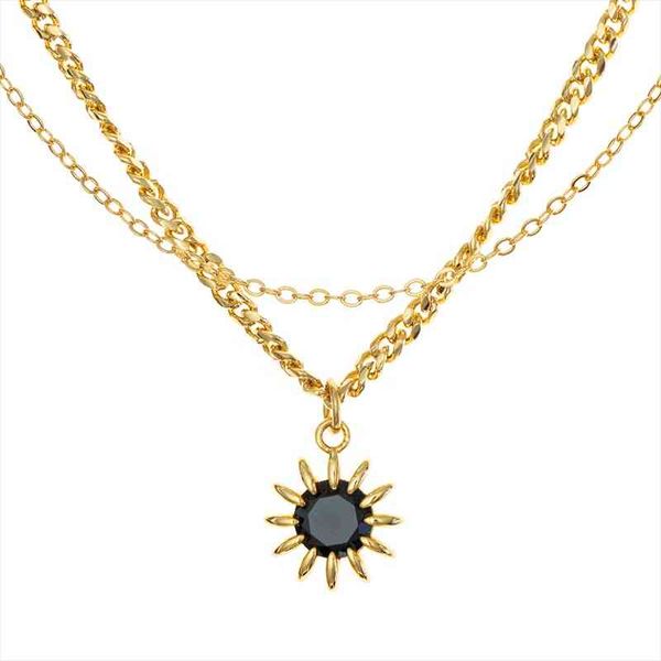 18k gold plated layered necklace for women stainless steel curb chain crystal sun star pendant fashion jewelry, Silver
18k gold plated layered necklace for women stainless steel curb chain crystal sun star pendant fashion jewelry, Silver