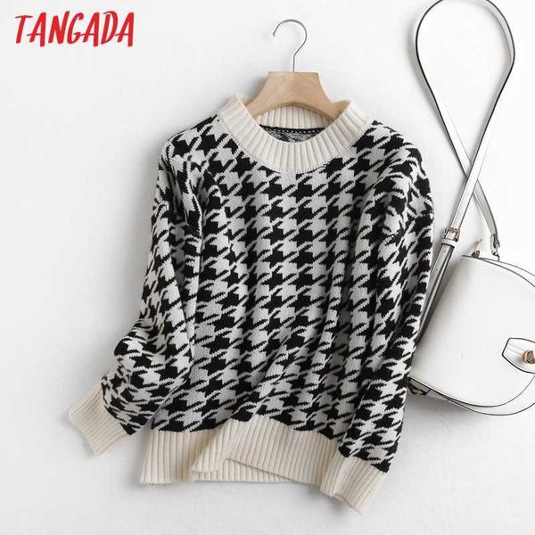 tangada women plaid pattern oversized knitted sweater jumper o neck female loose pullovers chic bc118 210609, White;black
tangada women plaid pattern oversized knitted sweater jumper o neck female loose pullovers chic bc118 210609, White;black