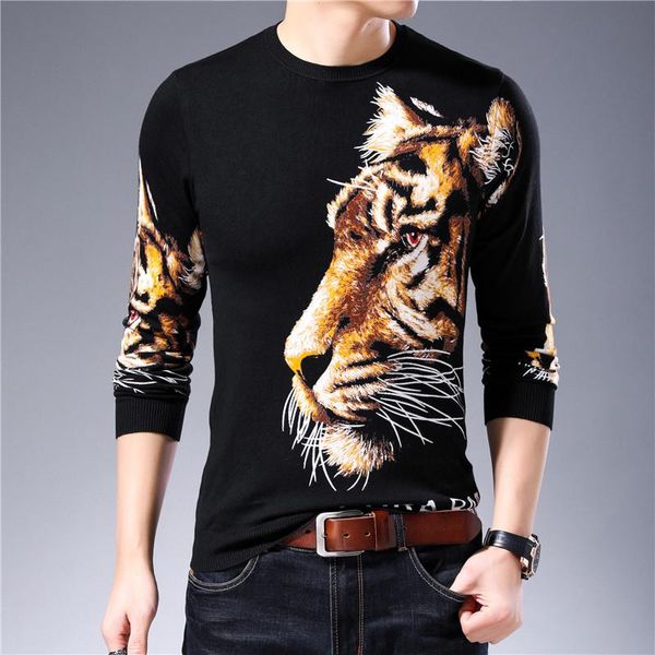 men's sweaters 2021 spring tiger print sweater mens fashion pullover erkek kazak slim fit pull homme animal printed chompas hombre, White;black
men's sweaters 2021 spring tiger print sweater mens fashion pullover erkek kazak slim fit pull homme animal printed chompas hombre, White;black