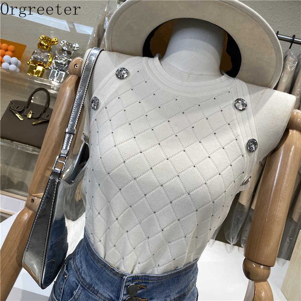 flashing crystal buttons decoration plaid knitted tank women's sleeveless thin knit vest 210525, White
flashing crystal buttons decoration plaid knitted tank women's sleeveless thin knit vest 210525, White