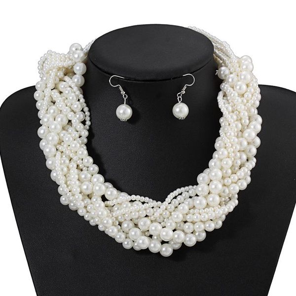 earrings & necklace classic handmade choker statement knitted and set for women luxury simulated pearl jewelry sets duftgold, Silver
earrings & necklace classic handmade choker statement knitted and set for women luxury simulated pearl jewelry sets duftgold, Silver