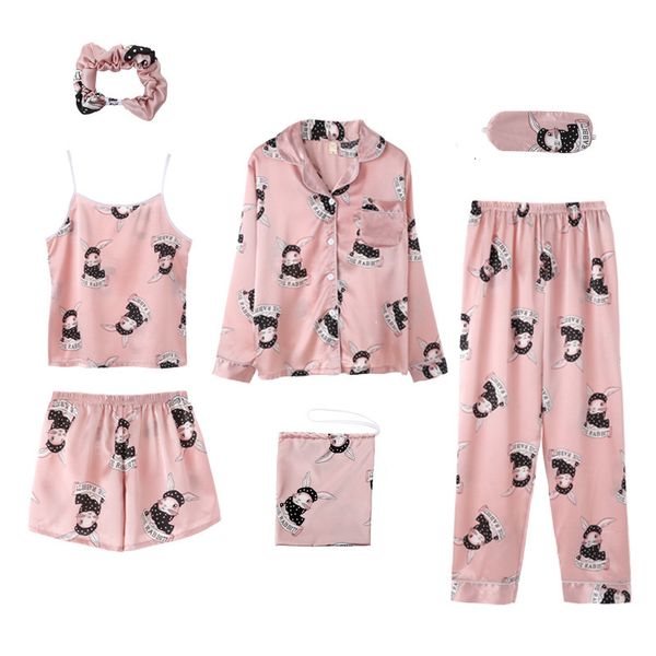 women's shorts 7 pcs printing women pajama set ice silk spring new pant+nightdress sleepwear xu1w, White;black
women's shorts 7 pcs printing women pajama set ice silk spring new pant+nightdress sleepwear xu1w, White;black