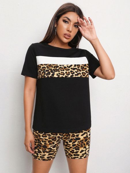 colorblock & leopard biker shorts set k3eb#, White
colorblock & leopard biker shorts set k3eb#, White