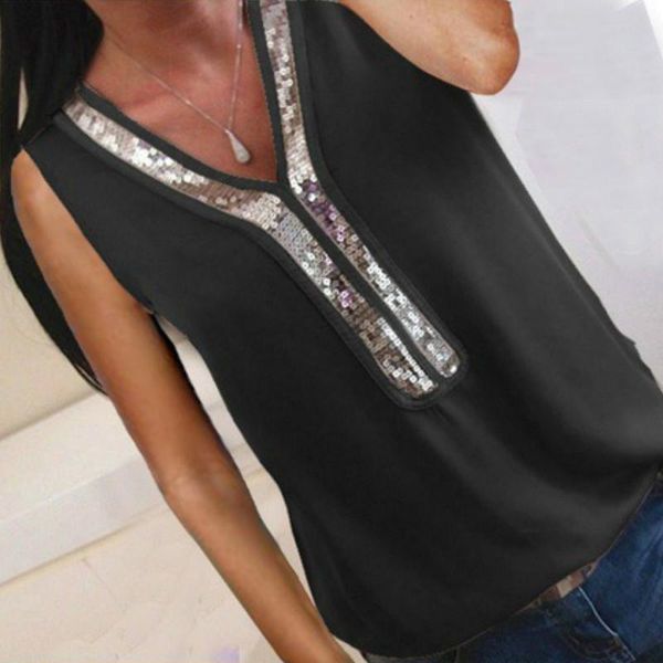 women's t-shirt summer vests women sequins patchwork v neck t-shirts solid cotton sleeveless plus size black 5xl, White
women's t-shirt summer vests women sequins patchwork v neck t-shirts solid cotton sleeveless plus size black 5xl, White