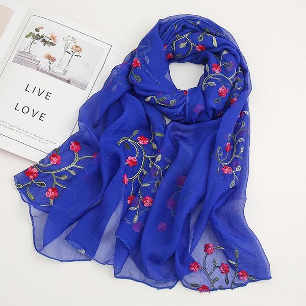 scarves spring and summer sun protection embroidered chiffon women beach towel shili peach blossom elegant chinese muslim head scarf, Blue;gray
scarves spring and summer sun protection embroidered chiffon women beach towel shili peach blossom elegant chinese muslim head scarf, Blue;gray