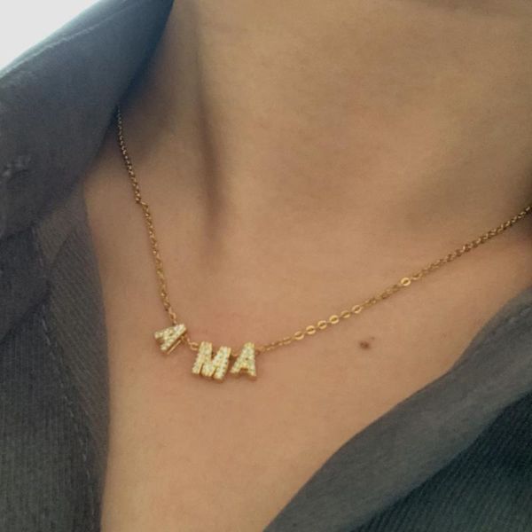 pendant necklaces 3 zircon letters customise name choker necklace womem men trendy gold color small cz alphabet charm steel chain collar jew, Silver
pendant necklaces 3 zircon letters customise name choker necklace womem men trendy gold color small cz alphabet charm steel chain collar jew, Silver