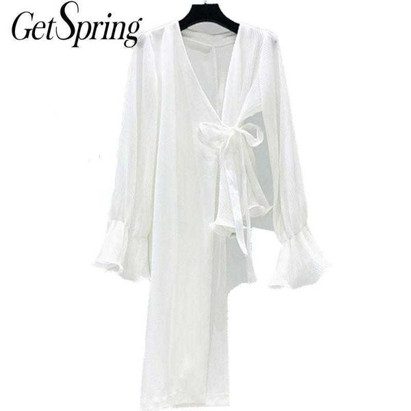 getsring woman shirt irregular v-neck flare sleeve long chiffon women blouses asymmetry bow black white shirts 210601
getsring woman shirt irregular v-neck flare sleeve long chiffon women blouses asymmetry bow black white shirts 210601