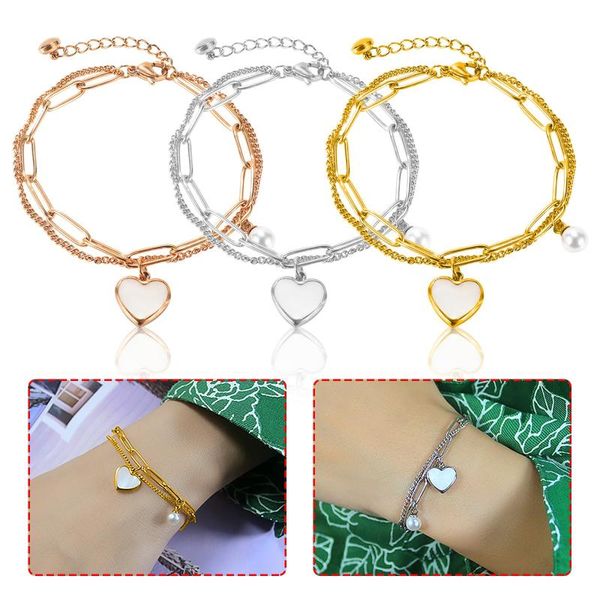 charm bracelets stainless steel heart bracelet double layered for women adjustable chain link jewelry gift, Golden;silver
charm bracelets stainless steel heart bracelet double layered for women adjustable chain link jewelry gift, Golden;silver