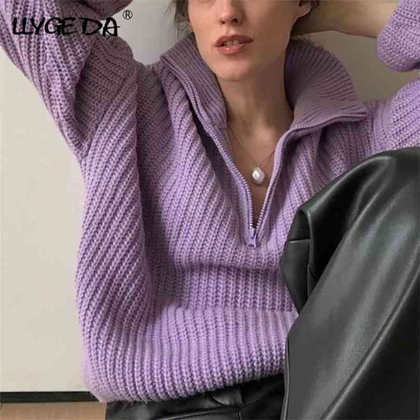 purple thicken knitted women's sweater zipper polo collar loose casual women sweater pullovers autumn winter fashion 210918, White;black
purple thicken knitted women's sweater zipper polo collar loose casual women sweater pullovers autumn winter fashion 210918, White;black