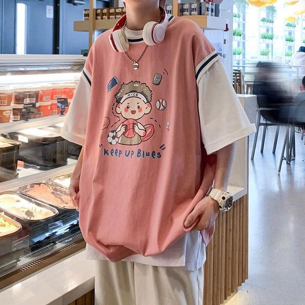 men's t-shirts hong kong wind summer fake two short sleeve t-shirt men korean student loose tide jersey youth jacket, White;black
men's t-shirts hong kong wind summer fake two short sleeve t-shirt men korean student loose tide jersey youth jacket, White;black