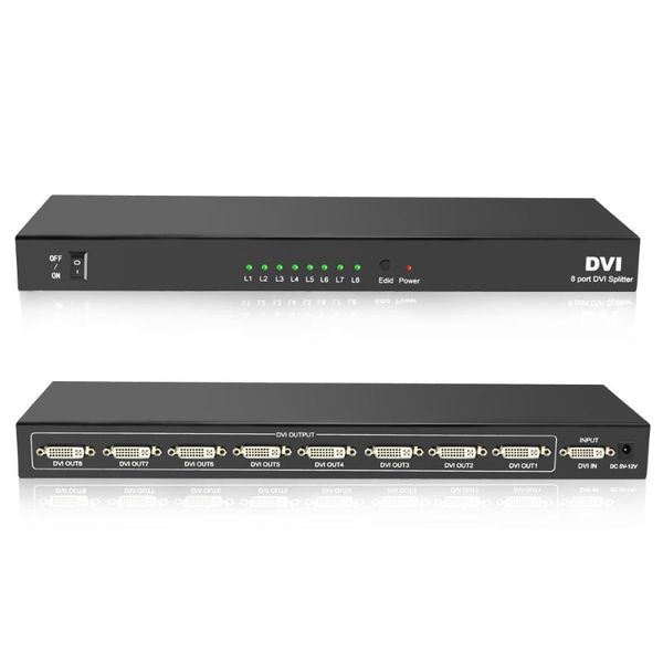 port dvi splitter 1x8 dual link dvi-d up to 1920x1440 video support 3d 1080p with power supply cables & connectors
port dvi splitter 1x8 dual link dvi-d up to 1920x1440 video support 3d 1080p with power supply cables & connectors