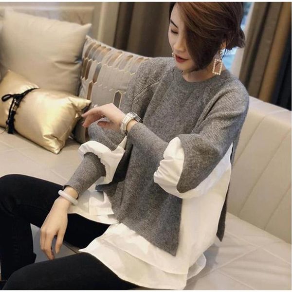 women's sweaters 2021 autumn winter knitted women pullover sweater causal patchwork long sleeve o-neck pull femme korean jumpers, White;black
women's sweaters 2021 autumn winter knitted women pullover sweater causal patchwork long sleeve o-neck pull femme korean jumpers, White;black