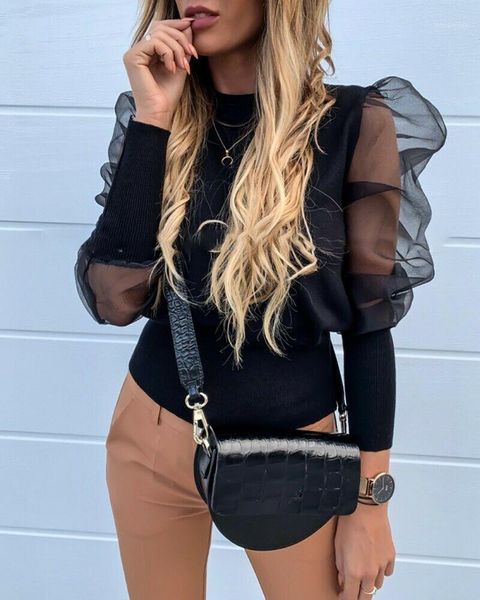 hirigin autumn women puff mesh sleeve pullover sweater blouse loose jumper women's blouses & shirts, White
hirigin autumn women puff mesh sleeve pullover sweater blouse loose jumper women's blouses & shirts, White