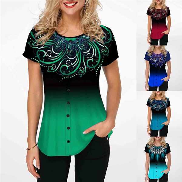 women short sleeve 3d gradient print t shirt 2021 summer casual loose button tshirts fashion female tees plus size s-5xl women's t-shir, White
women short sleeve 3d gradient print t shirt 2021 summer casual loose button tshirts fashion female tees plus size s-5xl women's t-shir, White