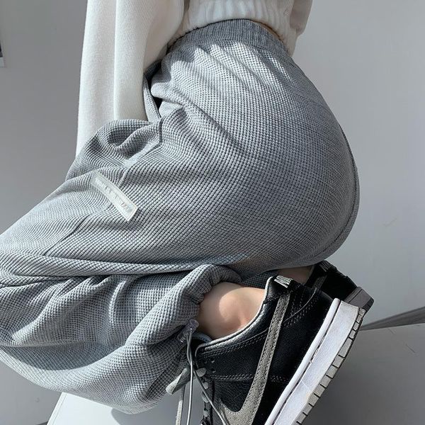 men's pants grey waffle sweatpants women's autumn drawstring leggings high waist slim casual american wide leg, Black
men's pants grey waffle sweatpants women's autumn drawstring leggings high waist slim casual american wide leg, Black