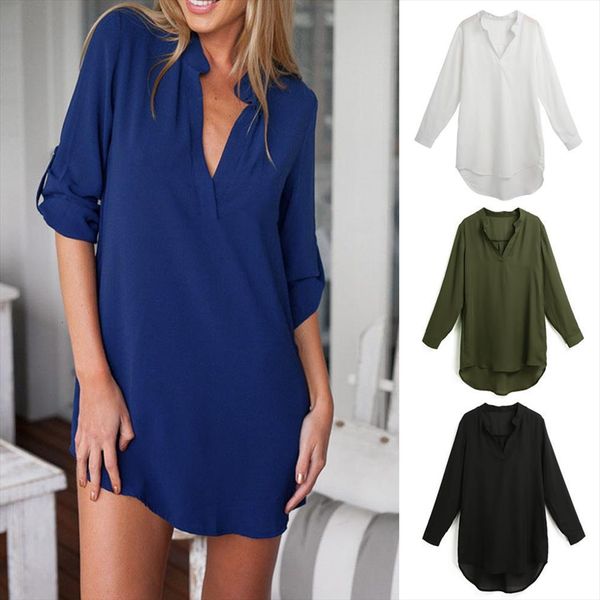 spring summer 5xl plus size women blouses chiffon v neck pockets long sleeves blouse white loose casual woman shirt
spring summer 5xl plus size women blouses chiffon v neck pockets long sleeves blouse white loose casual woman shirt