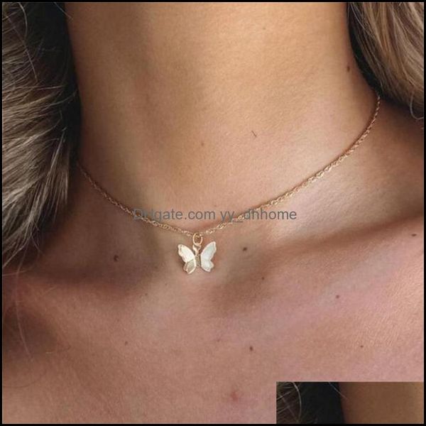 chokers necklaces & pendants jewelrychokers retro simple alloy butterfly pendant necklace for women clavicle thin chain jewelry gift drop de, Golden;silver 
chokers necklaces & pendants jewelrychokers retro simple alloy butterfly pendant necklace for women clavicle thin chain jewelry gift drop de, Golden;silver